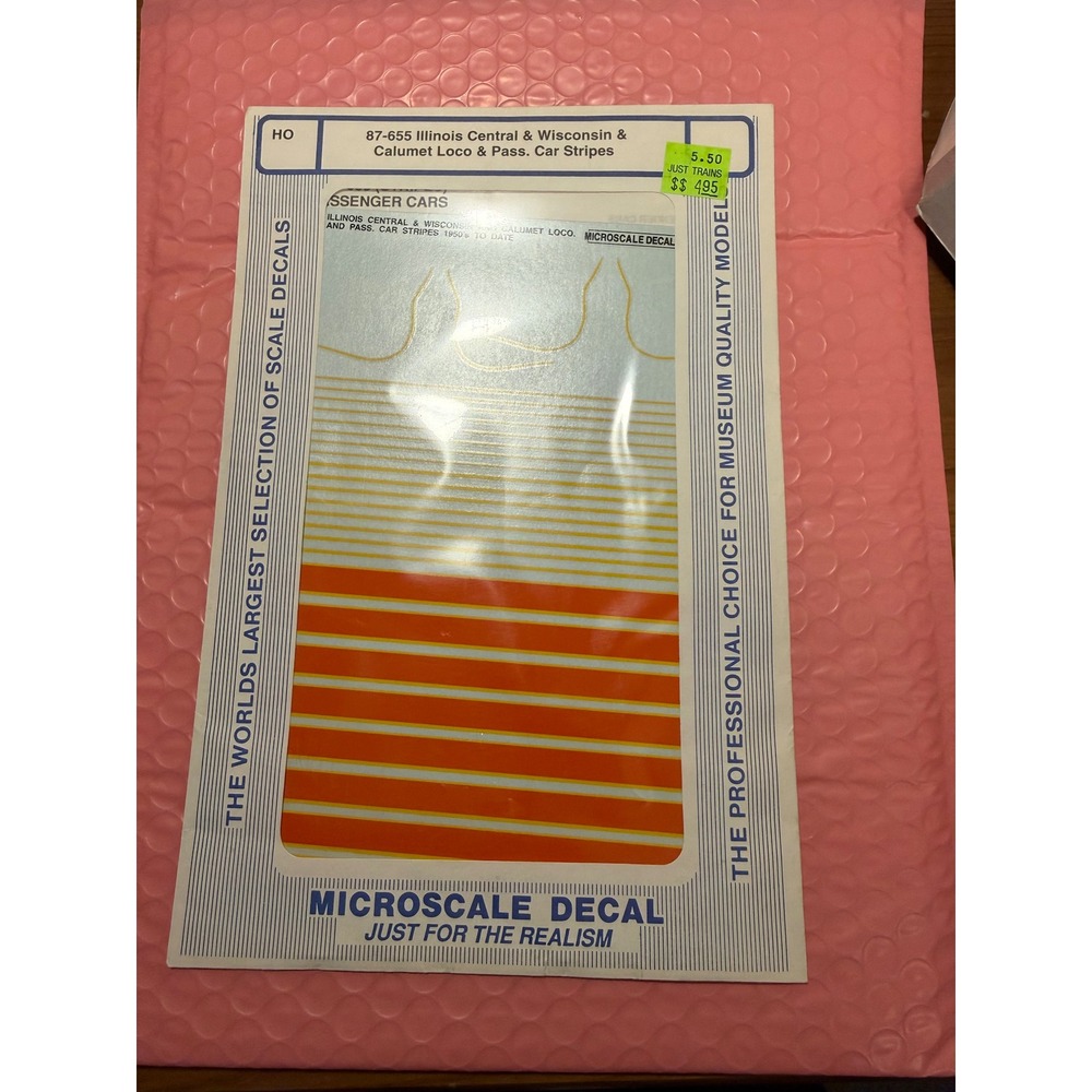 Microscale Decal 87-655 Illinois Central Wisconsin Calumet HO Pass Car Stripes